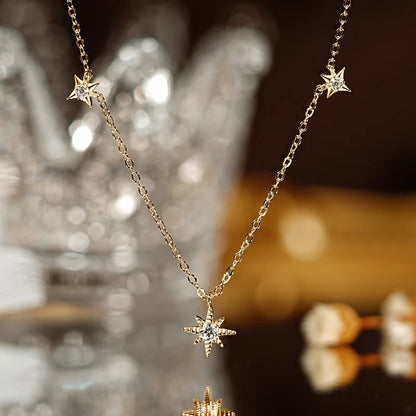 100% 925 Silver Guide Star Pendant Necklace Certified 3mm&2mm Moissanite Charm Jewelry for Women Birthday Anniversary Gift