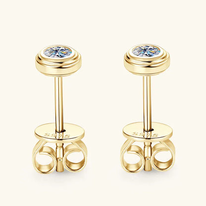 3mm D Color Bezel Moissanite Stud Earrings 925 Sterling Silver Earrings Mini Needle for Couple Women Men Valentine's Gift