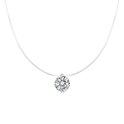 925 Silver 8mm 2ct Moissanite Pendant Necklace for Women Jewelry Adjustable Invisible Fish Line Chain Collar 1ct 0.5ct Diamond