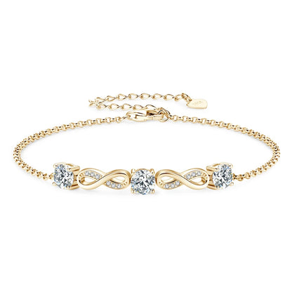 18k Gold Plated 5mm 1.5CTW Moissanite Infinity Bracelet 925 Silver Chain Bracelet for Women Anniversary Wedding Jewelry 2024 New
