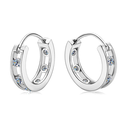 2024 New In 18K Gold Plated 0.72CTW. 2.5mm Moissanite Hoop Huggie Earrings for Women 925 Silver Jewelry with Certificate Gift