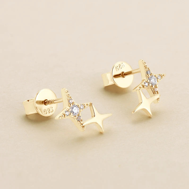 Mini Needles Stud Earrings 925 Sterling Silver for Women with D Color Moissanite Lovely Piercing Jewelry with Certificate