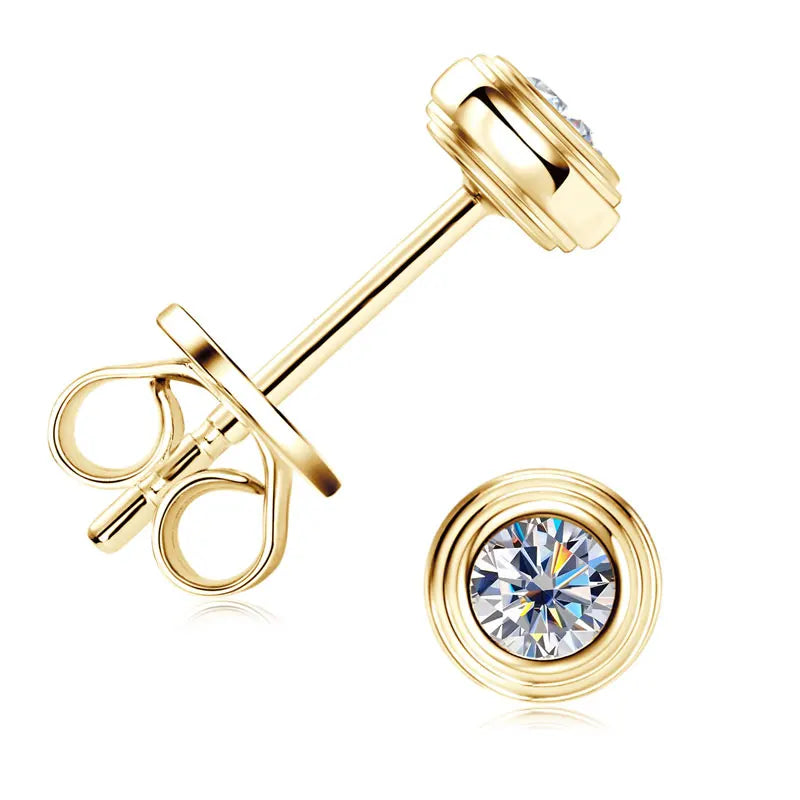 3mm D Color Bezel Moissanite Stud Earrings 925 Sterling Silver Earrings Mini Needle for Couple Women Men Valentine's Gift