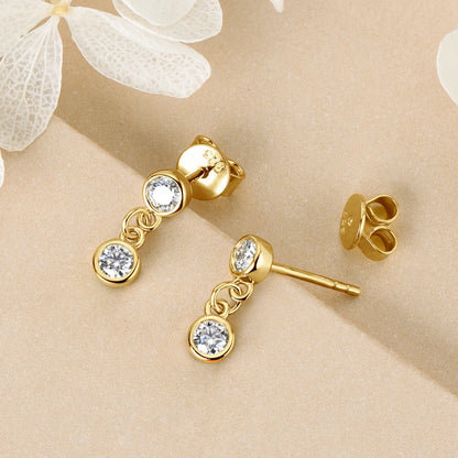 Long Chain Link Hanging Earrings Silver 925 2-3mm Moissanite Drop Earring Piercing Ear for Women Gold Paletd Jewelry Gift