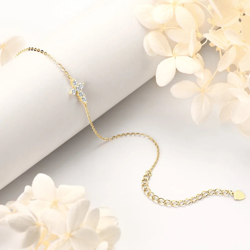 Real Moissanite Cross Bracelet 100% 925 Silver Adjustable Chain Bracelets for Women and Men Charm Jewelry Christmas Gifts