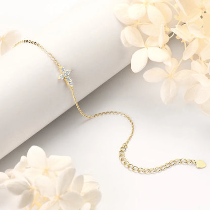 Real Moissanite Cross Bracelet 100% 925 Silver Adjustable Chain Bracelets for Women and Men Charm Jewelry Christmas Gifts