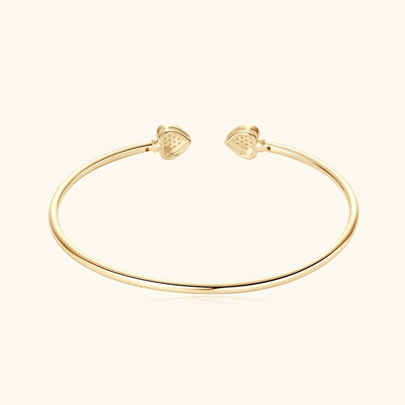 Love Heart Moissanite Cuff Bangle 925 Silver for Women Certified Simple Charm Open Bracelet Jewelry 18k Gold Plated Gifts