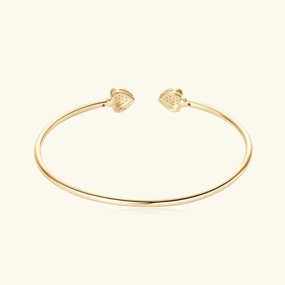 Love Heart Moissanite Cuff Bangle 925 Silver for Women Certified Simple Charm Open Bracelet Jewelry 18k Gold Plated Gifts