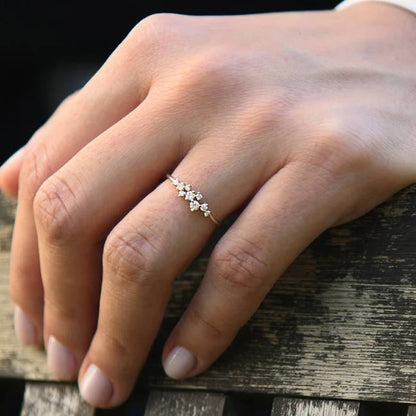 Real 925 Sterling Silver Moissanite Engagement Ring for Women Dainty Thin Finger Rings Gold Color Jewelry Accessories Gift