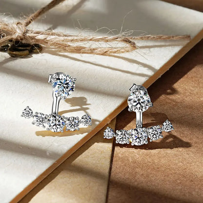 Trendy Dual Use Earrings Jackets 925 Sterling Silver D Color Moissanite Ear Jacket Studs for Women Jewelry Valentine Gifts