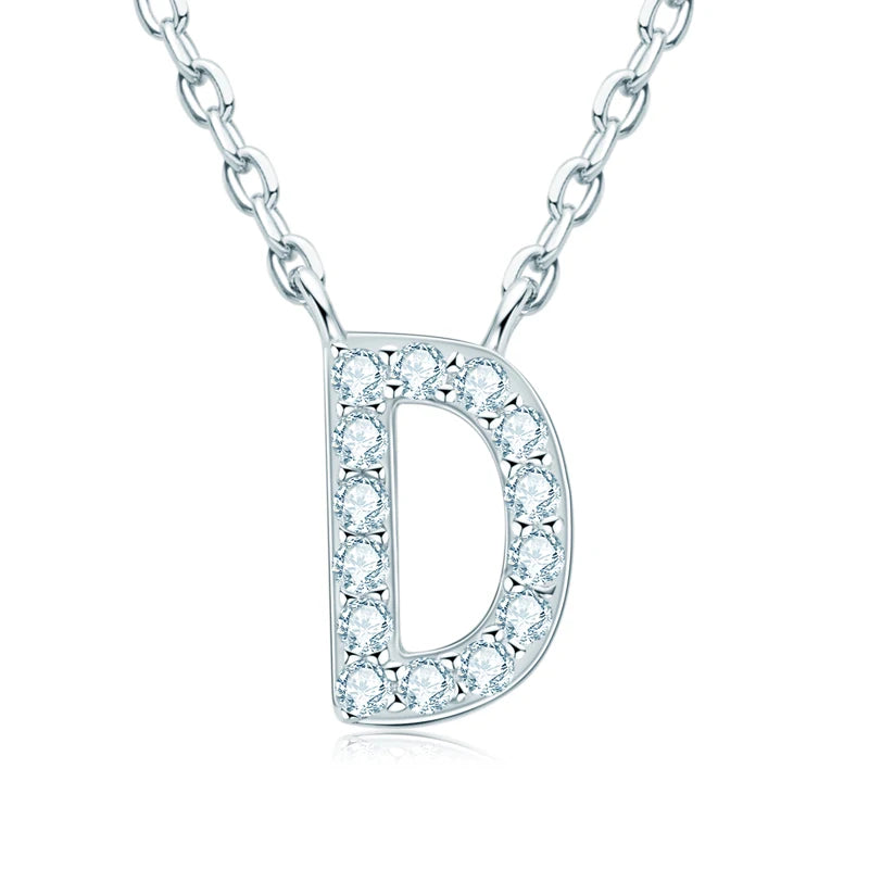 Initial Moissanite 26 Letter Pendant Necklace for Women Men Real Silver 925 Name Pendant Fine Jewelry Valentine's Day Gift