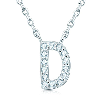 Initial Moissanite 26 Letter Pendant Necklace for Women Men Real Silver 925 Name Pendant Fine Jewelry Valentine's Day Gift