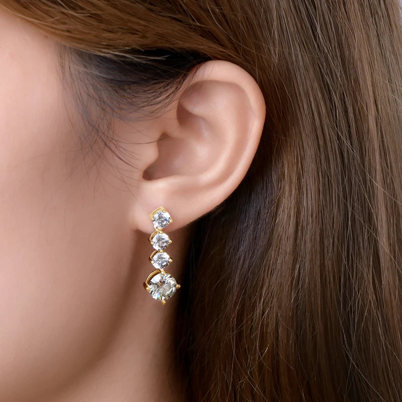 Original 2.0CT Moissanite Drop Earrings 925 Silver Long Dangle Piercing Ear Earrings Wedding Jewelry for Women Gifts Certificate