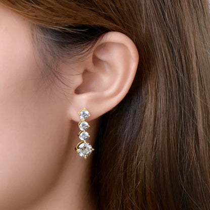 Original 2.0CT Moissanite Drop Earrings 925 Silver Long Dangle Piercing Ear Earrings Wedding Jewelry for Women Gifts Certificate