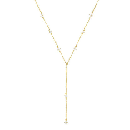 Moissanite Long Tassel Pendant Necklace 925 Silver Four Clover Flower Y Chain Necklace for Women Valentine Gift Trend 2024