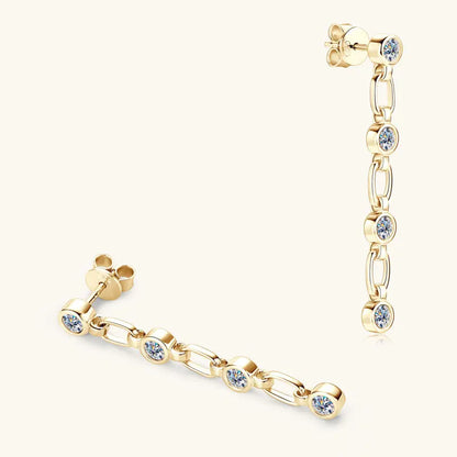 3mm D Color Moissanite Dangle Chain Earrings for Women 925 Silver Link Drop Stud Earrings Personalized Fine Jewelry Gifts