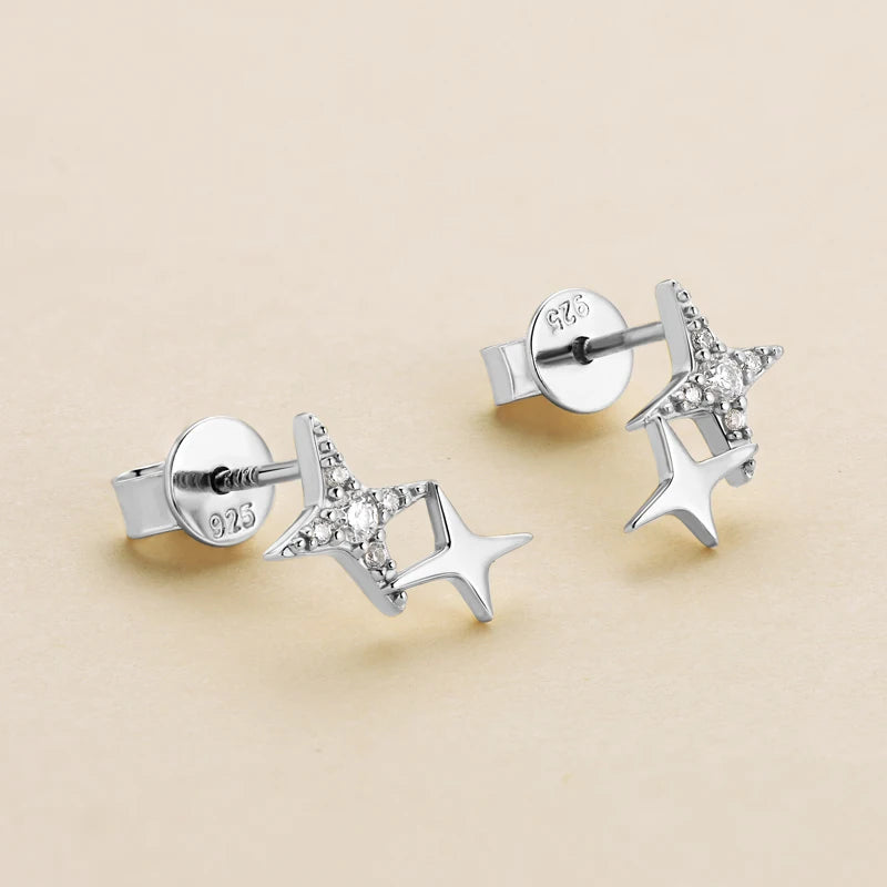 Mini Needles Stud Earrings 925 Sterling Silver for Women with D Color Moissanite Lovely Piercing Jewelry with Certificate