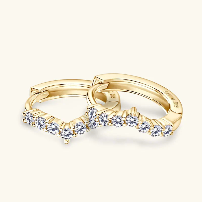 Real 10K Gold Earrings 1.3mm D Moissanite Mini Hoops Huggie Earrings for Women Yellow Gold Anniversary Wedding Certified Jewelry