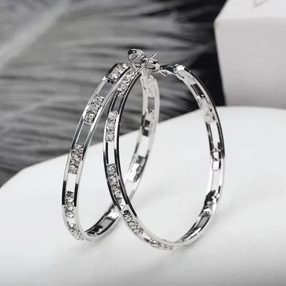 2mm Moissanite Hoop Earrings for Women 925 Silver 40mm Large Big Hoops Piercing Earrings Fashion Fine Jewelry Party Gifts
