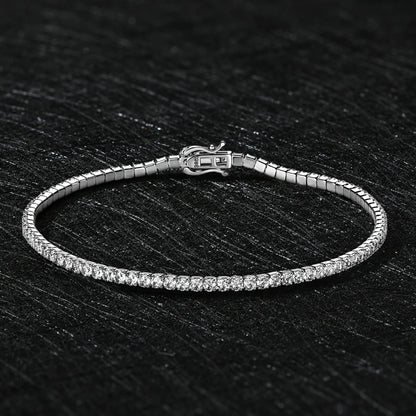 Original 925 Silver Full Tennis Bracelets 2mm Zircon Sparking Lab Diamond Bracelet for Men Women Luxury Christmas Gifts