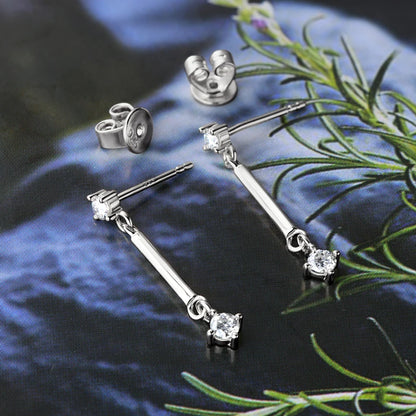 Long Dangle Earrings with Moissanite Drop Piercing Ear Studs Real D Color 925 Silver for Women Jewelry Certificate Gifts
