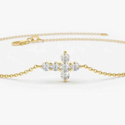 925 Sterling Silver Cross Bracelet Certified 2.5mm D Color Moissanite Bracelet for Women Men Jewelry Adjustable Chain Gift