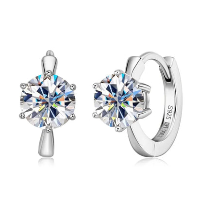 Solitaire 6.5mm 1.0ct Moissanite Hoop Earrings for Women Real 925 Sterling Silver Sparking Diamond Wedding Jewelry Gifts