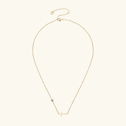 2024 New 925 Silver Cross Pendant Necklace for Women Delicate Sideway Moissanite 4mm Charm Necklace Jewelry Valentine Day Gift