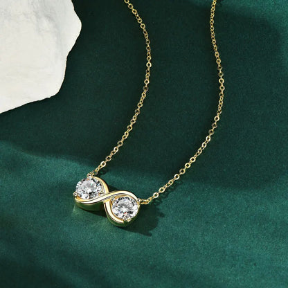6.5mm 1ct D Moissanite Infinity Pendant Necklace for Women Silver 925 Adjustable Chain 8mm 2ct Lab Diamond Infinite Charm Gifts