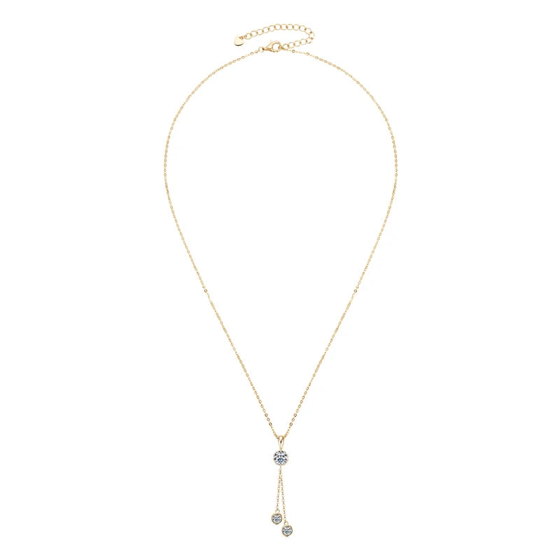 D1.60CT Moissanite Pendant Necklaces for Women Y Shape Tassel Necklace Original 925 Sterling Silver Chest Chain Jewelry