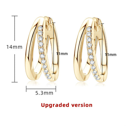 Real D Color Moissanite Double Hoop Earrings for Women 925 Sterling Silver Round 1mm Diamond Minimalist Fashion Jewelry