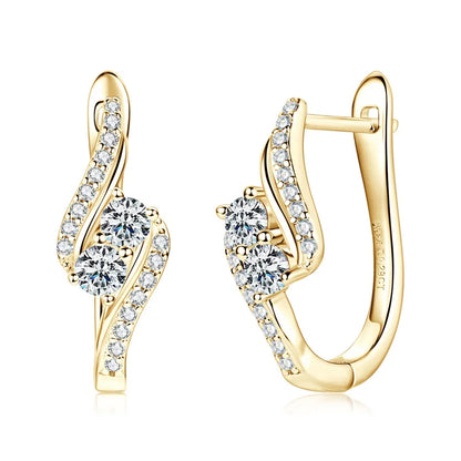 2025 Trend All 3mm D Moissanite Hoop Earrings 925 Silver U Shape Earrings for Women Wedding Party Birthday Valentine Gift