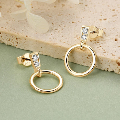 925 Sterling Silver Circle Dangle Drop Earrings for Women Moissanite Stud Earrings Minimalist Wedding Party Jewelry 2024