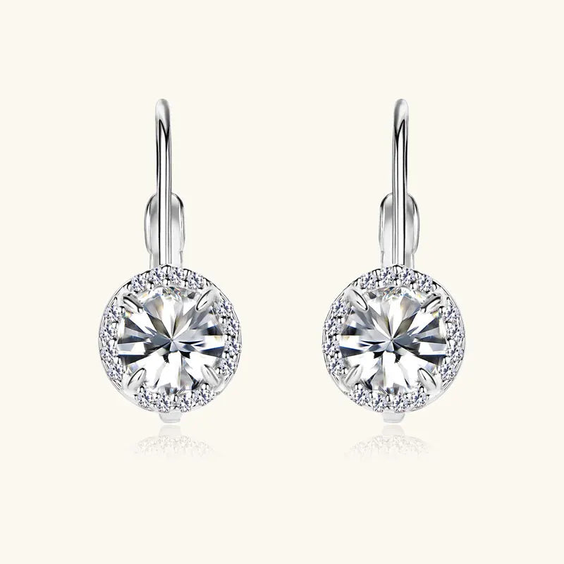 Tren-dy 6.5mm 1.0CT Moissanite Drop Earrings for Women 925 Silver 18k Gold Plated Clip Hoop Earrings Wedding Jewelry Gifts