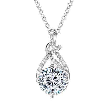 S925 Infinity Necklace 8mm 2.0CT Moissanite Pendant for Women Adjustable 925 Silver Chain GRA Certified Luxury Fine Jewelry Gift