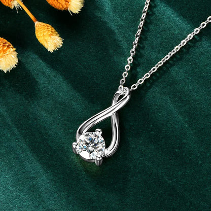 6.5mm 1ct D Moissanite Infinity Pendant Necklace for Women Silver 925 Adjustable Chain 8mm 2ct Lab Diamond Infinite Charm Gifts