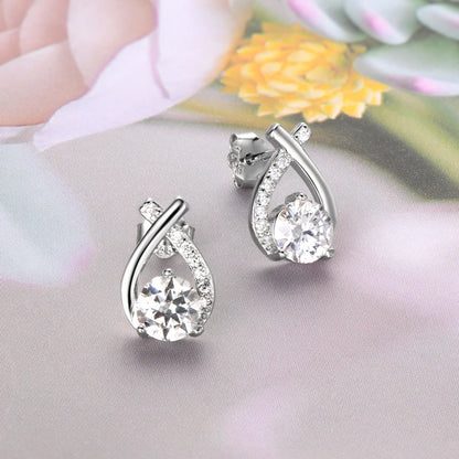Korea Fishtail Cross Earrings Real 925 Sterling Silver 0.5ct D Color Moissanite Stud Trendy Earring for Women Daily Wear Jewelry