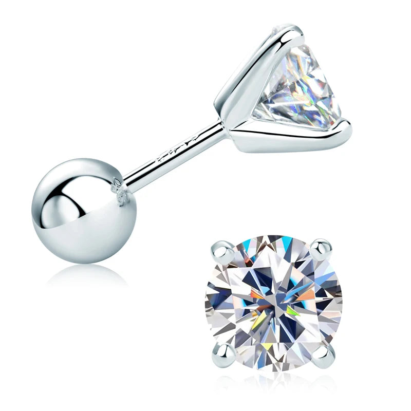 100% 925 Sterling Silver Gold Stud Earrings 6.5mm D Color Moissanite 4 Claw Earrings Classic Jewelry for Women Girl Gift