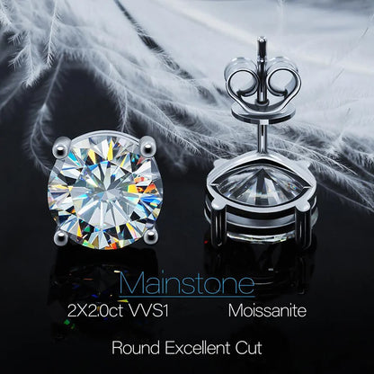 2023 Trendy Stud Earrings for Women 100% 3-11mm 0.1-5.0ct D Color Moissanite 925 Sterling Silver Sparkling Wedding Jewelry
