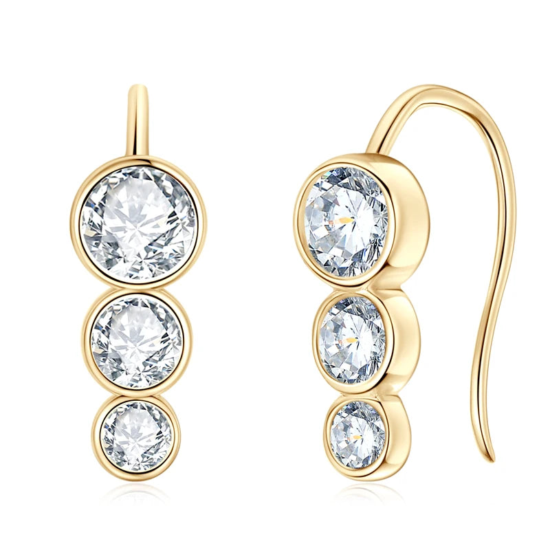 Earrings 925 Sterling Silver 1.8ctw. Round Bezel Moissanite Stud Earrings for Women Piercing Hook 2024 New Trend Jewelry