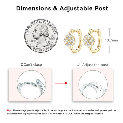 Luxury Flower Earrings 925 Silver Full Moissanite Drop Small Hoop Earrings For Women 2024 Trendy Christmas Jewelry Gift