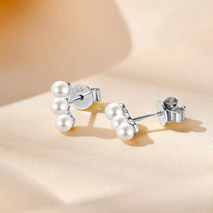 925 Sterling Silver Earrings Piercing Studs Round 3mm Natural Freshwater White Pearl Earrings for Women Fine Jewel Gifts