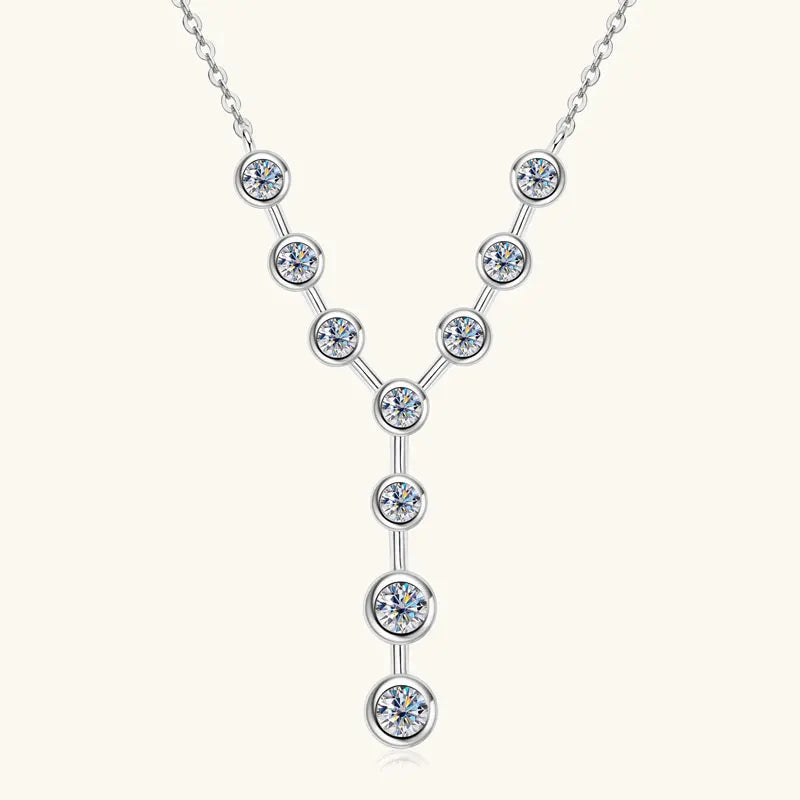 Bezel Y Shape Moissanite Diamond Necklace Real 925 Silver 18k Gold Plated 7-stone Pendant For Women 2025 New Jewelry Gifts