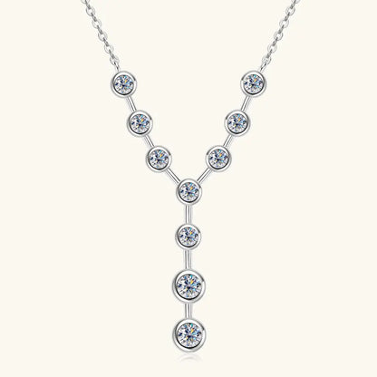 Bezel Y Shape Moissanite Diamond Necklace Real 925 Silver 18k Gold Plated 7-stone Pendant For Women 2025 New Jewelry Gifts