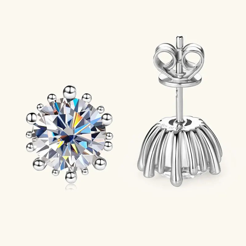 2025 Trendy Stud Earrings Moissanite 2ct 8mm 925 Silver Plated 18k Gold Hypoallergenic Earrings Valentine's Gift for Women