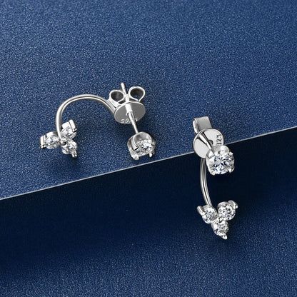 2024 Trendy Real 925 Silver D Moissanite Drop Earrings Piercing Stud Earrings Jacket Certified Jewelry for Women Gift GRA