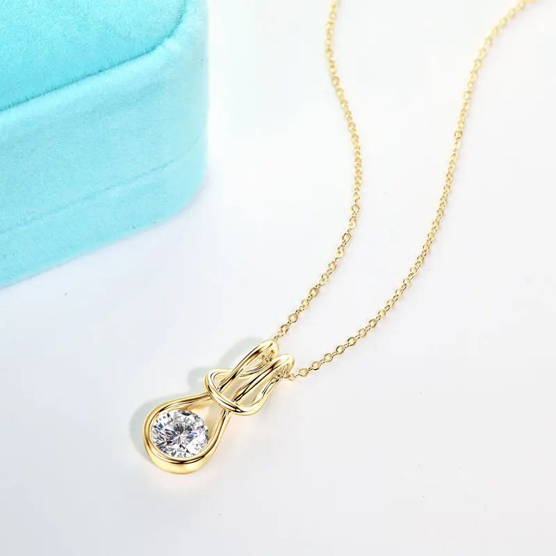 Knot Design 8mm 2ct D Moissanite Pendant Necklace for Women Adjustable 925 Silver Chain 2025 Trendy Charm Jewelry Gifts