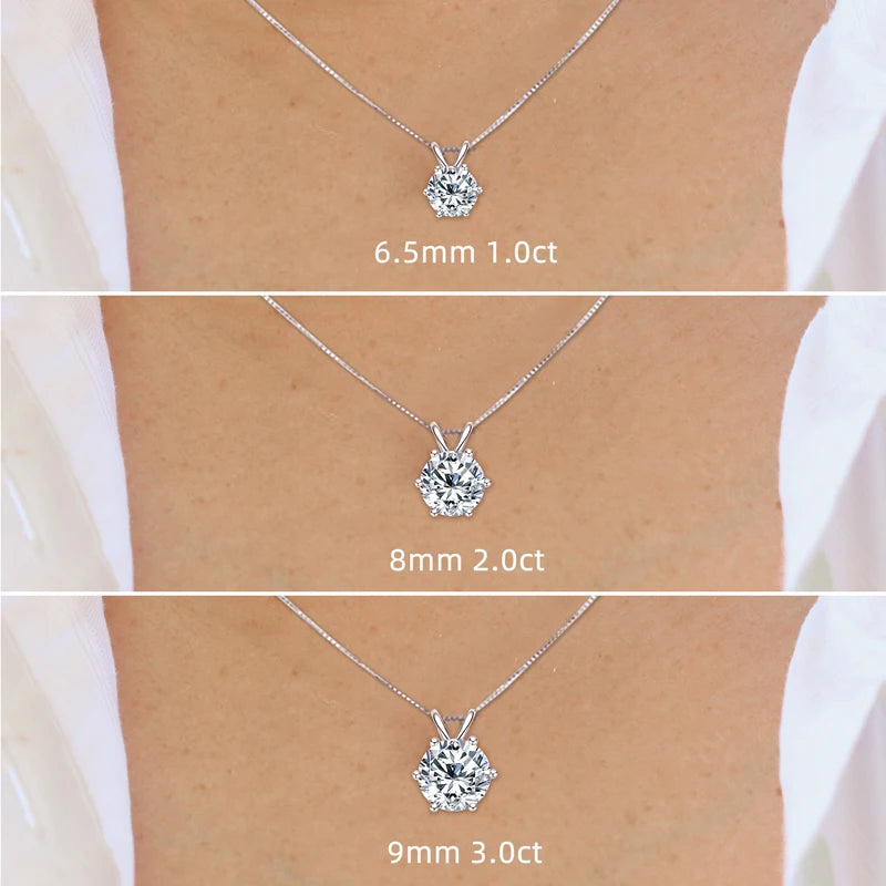 Classic 2.0CT 3.0CT Moissanite Pendant Necklace for Women Sparking Diamond Necklaces 925 Silver Jewelry Engagement Gifts