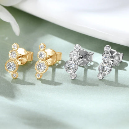 2024 Fashion D Color Bezel Moissanite Stud Earrings Climber 100% 925 Silver for Women 4 Stone Piercing Ear Jewelry GRA Certified