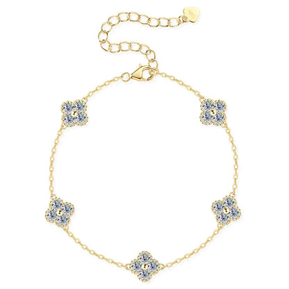 2025 New 925 Silver Flower Clover Bracelet Moissanite 3mm for Women 18k Gold Plated Fine Jewelry GRA Certified Lab Diamond